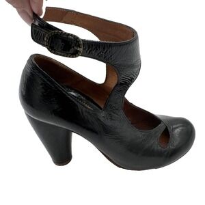 EUC CHIE MIHARA BLACK LEATHER HI-HEEL MARY-JANE SHOES/PUMPS SIZE 36.5 /US 6.5